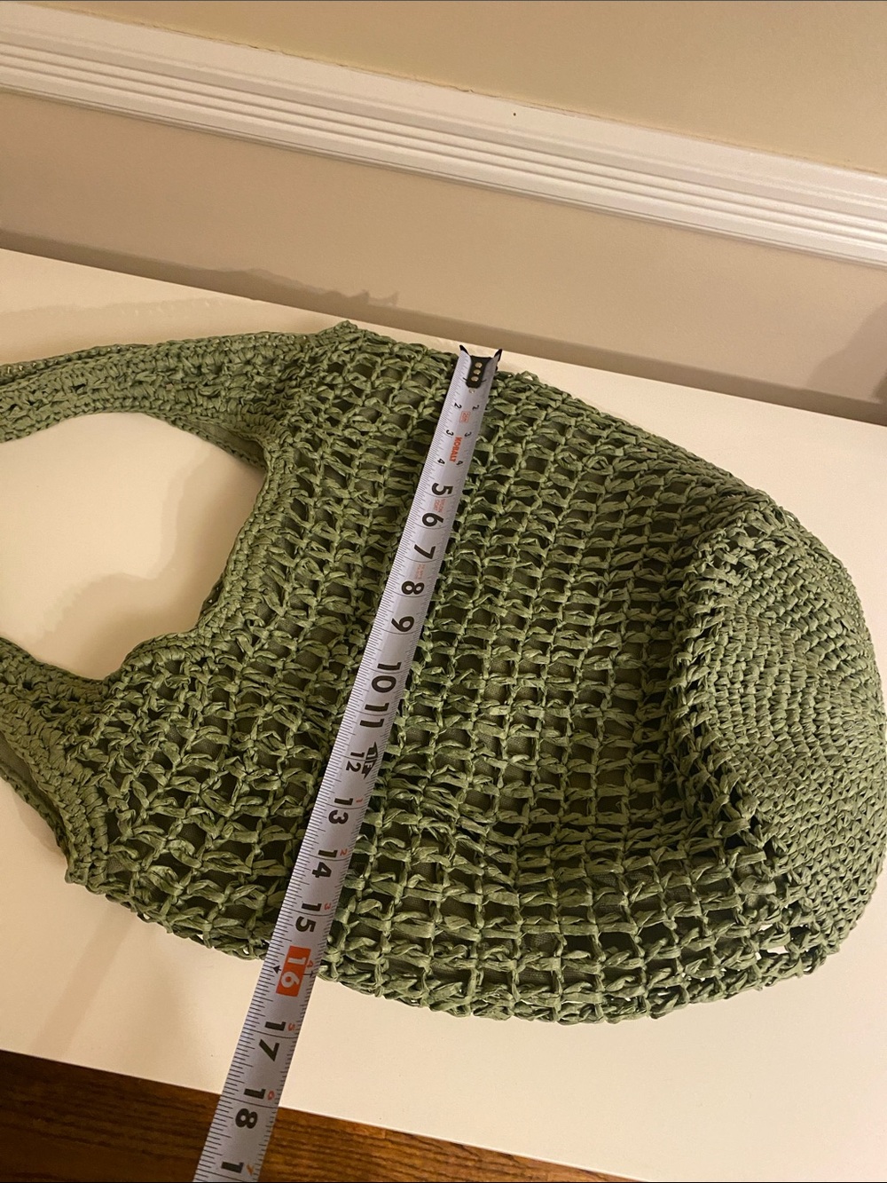 Haute Hippie Woven Crochet Slouchy Hobo Shoulder Bag in Sage Green - Picture 9 of 12
